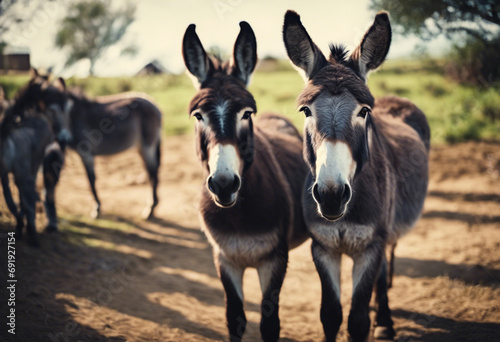 donkeys on a farm