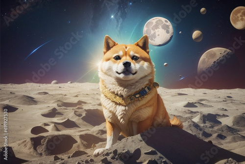 dogecoin in the moon  photo