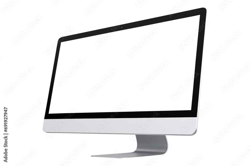 Modern desktop pc mocup. monitor display with blank screen isolated on transparent background Remove png, Clipping Path, pen tool