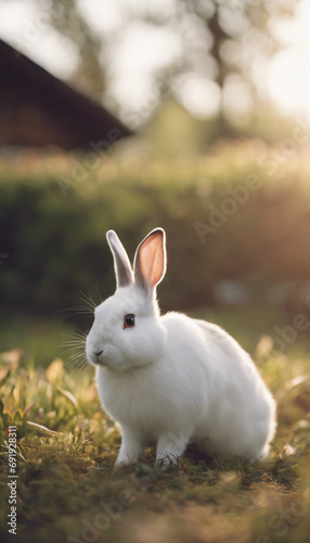 white rabbit on a meadow