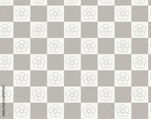 seamless pattern, checkers with flowers