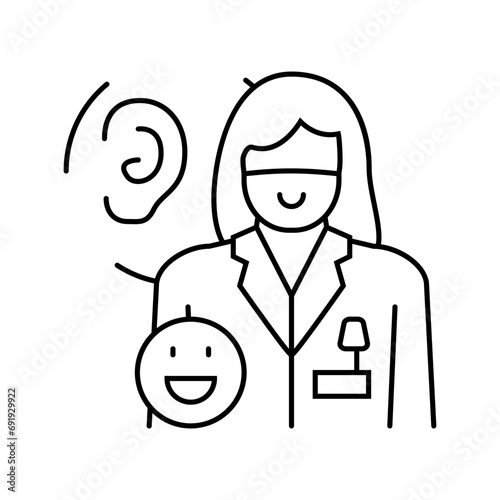 pediatric audiologist doctor line icon vector. pediatric audiologist doctor sign. isolated contour symbol black illustration