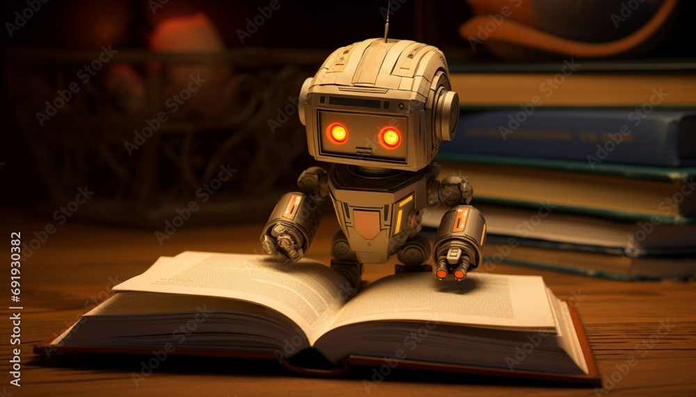 Design a small, book-shaped robot that sits on your desk or bedside table. When you read, it can turn its pages, display relevant animations, and even provide soft Design a small, book-shaped robot that sits on your desk or bedside table. When you read, it can turn its pages, display relevant animations, and even provide soft