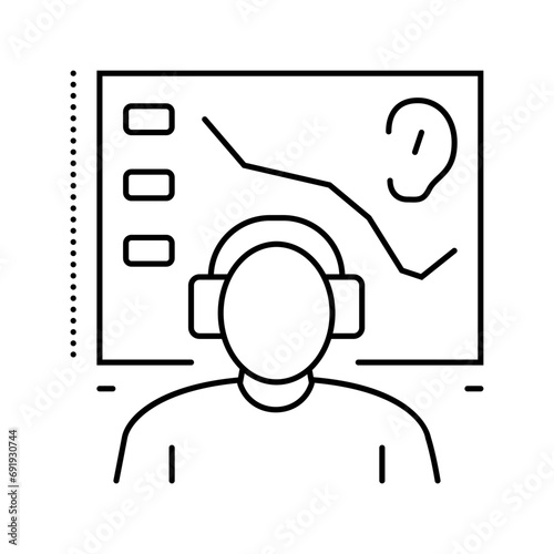 audiometry test audiologist doctor line icon vector. audiometry test audiologist doctor sign. isolated contour symbol black illustration