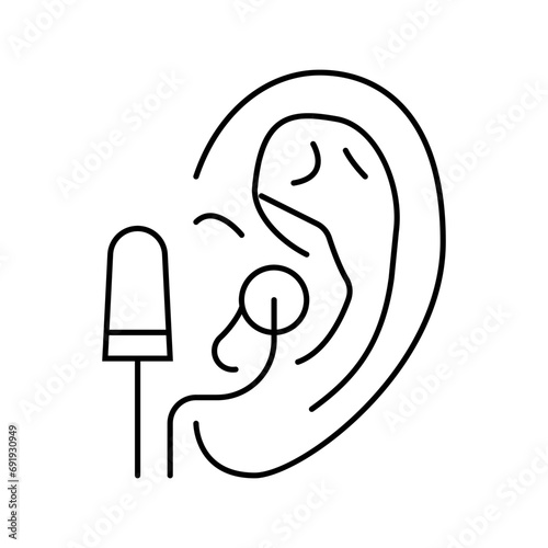 earplug usage audiologist doctor line icon vector. earplug usage audiologist doctor sign. isolated contour symbol black illustration