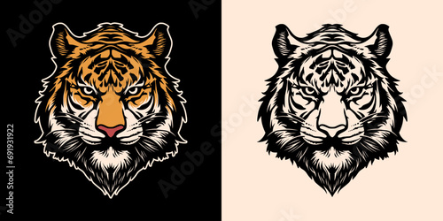 Isolated Vector of angry tiger head design. T-shirt graphic