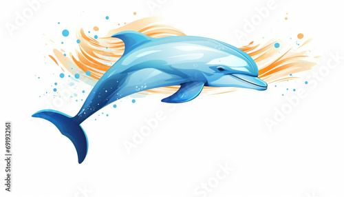 Cute dolphin jumping isolated on white background