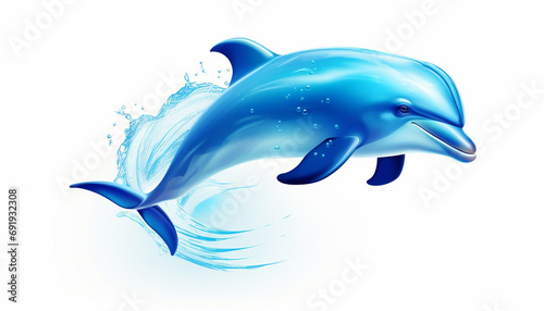 Cute dolphin jumping isolated on white background