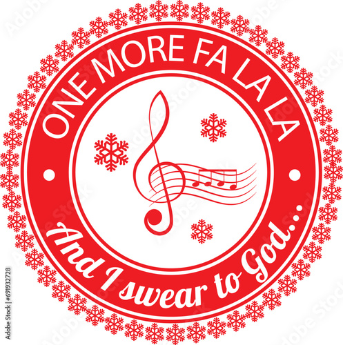 Christmas snowflakes round rubber stamp - one more fa la la