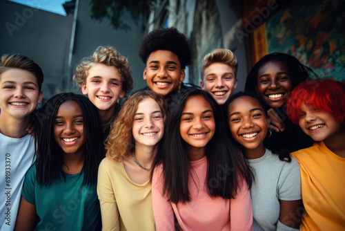 Gruppe mit multiethnischen Jugendlichen photo