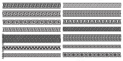 Decorative seamless borders vintage design elements set. Old greek style