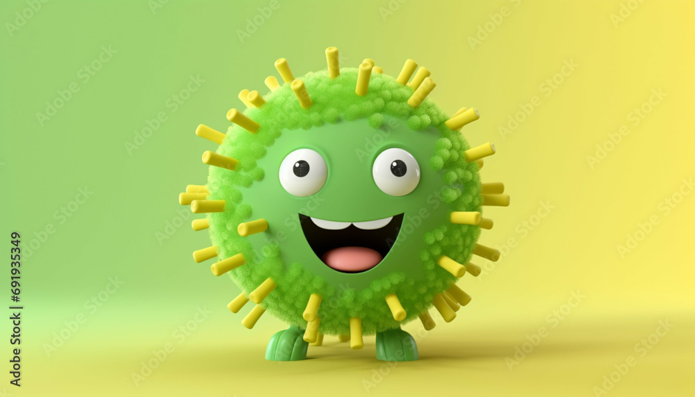 illustration of funny virus character with happy face