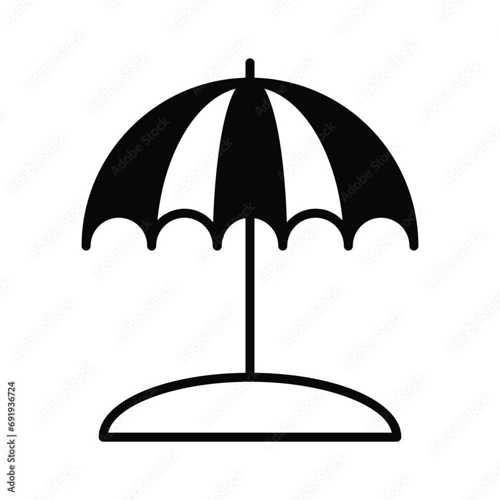 Carefully crafted vector of beach umbrella, icon of beach Carefully crafted vector of beach umbrella, icon of beach