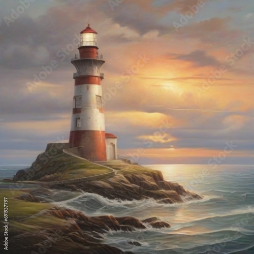 lighthouse at beautiful sunset