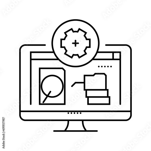 data recovery repair computer line icon vector. data recovery repair computer sign. isolated contour symbol black illustration