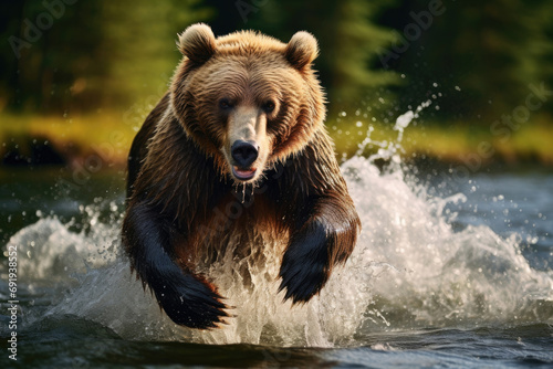 A brown bear hunting for fish in its natural habitat © Veniamin Kraskov
