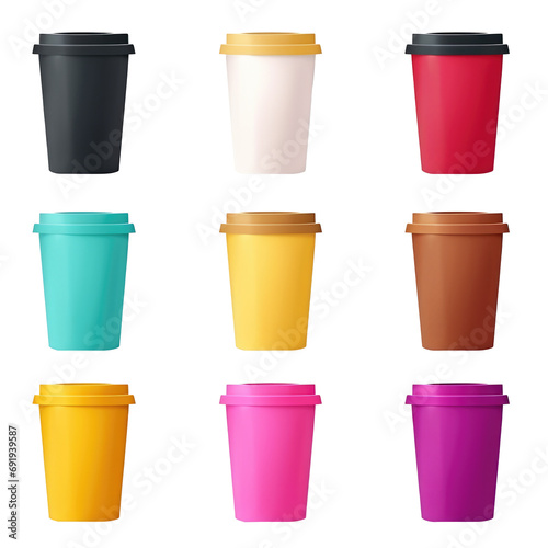 Wallpaper Mural Set of colored paper cups isolated on a transparent background Torontodigital.ca