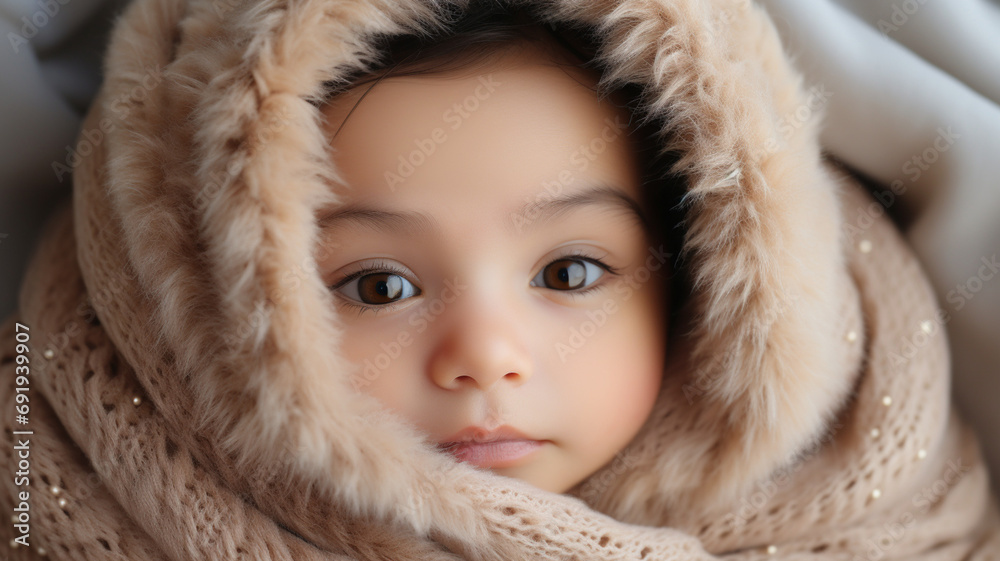 Serene slumber of a child wrapped in a soft blanket Serene slumber of a child wrapped in a soft blanket