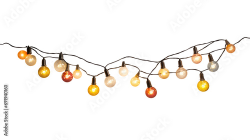 Christmas lights isolated on transparent background. Set of Christmas glowing garlands. For advertising invitations, web banners, postcards