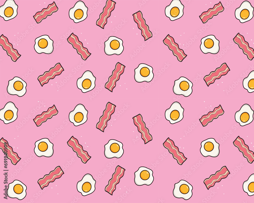 eggs and bacon print on pink background eggs and bacon print on pink background