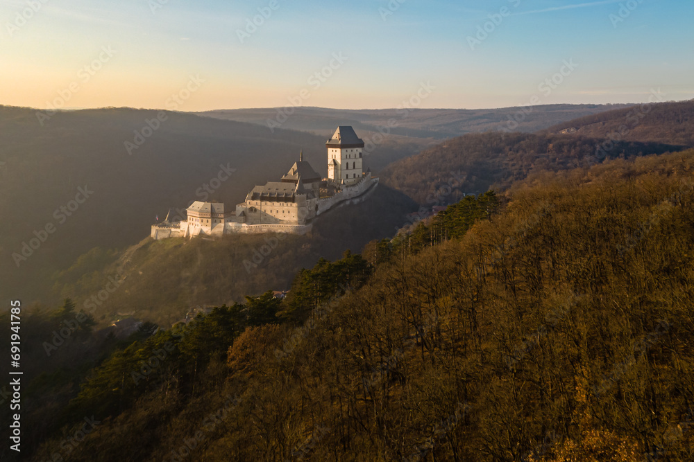 Karlštejn is a medieval royal castle located in the cadastral territory of Budňany in the town of the same name Karlštejn in the district of Beroun