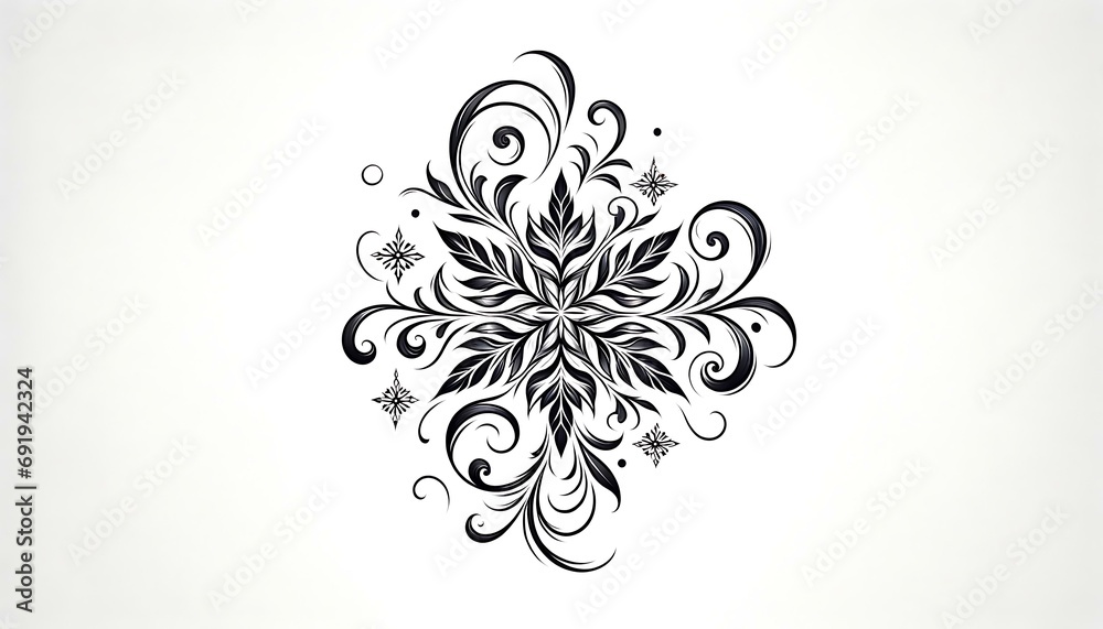a graceful tattoo design featuring a delicate snowflake, similar in style to the previous designs, against a clean white background