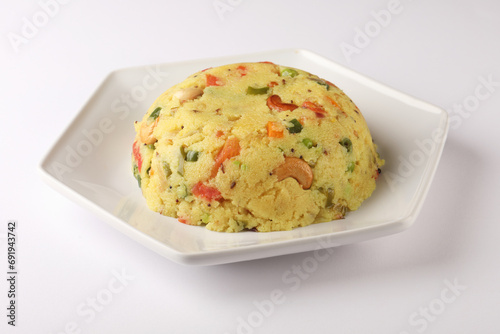 vegetable rava upma, healthy morning breakfast in India photo