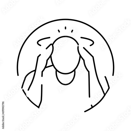 headache dizziness disease symptom line icon vector. headache dizziness disease symptom sign. isolated contour symbol black illustration