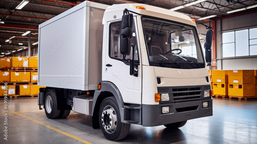 Fototapeta premium Truck Delivering Online Orders, Purchases, E-Commerce Goods, Wholesale Merchandise.