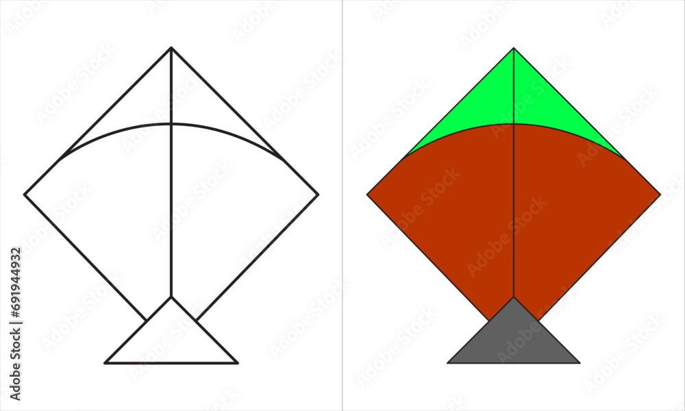 kite flat clipart vector illustration outline and colour and doted illustration kite flat clipart vector illustration outline and colour and doted illustration