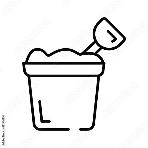 Sand bucket icon represents a small pail used for carrying and playing with sand at the beach or in a sandbox