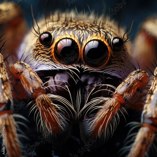 macro closeup of a tiny hairy spider