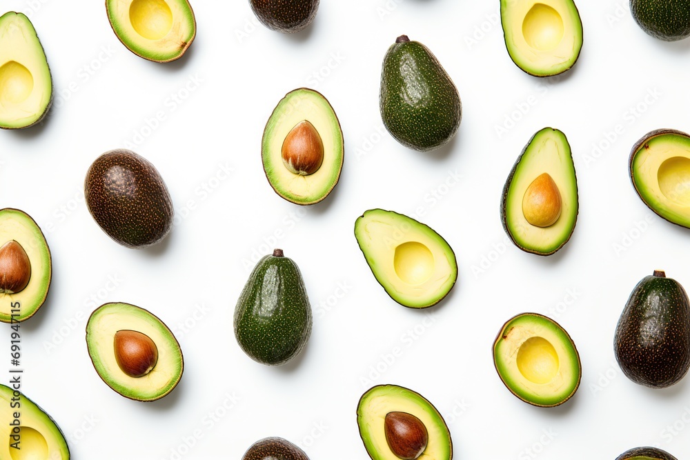 Avocado on white background