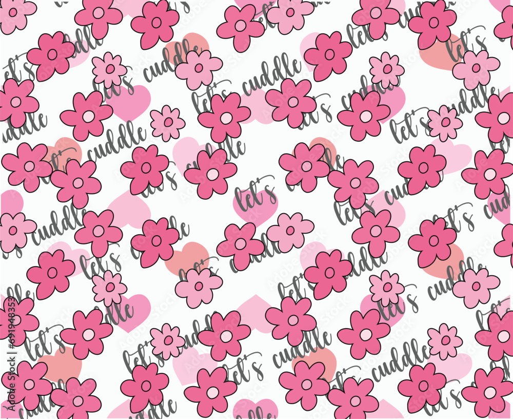 cute flowers with hearts print