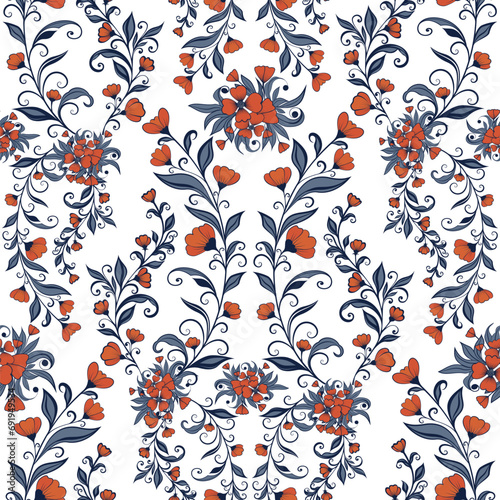 Orange flowers seamless pattern