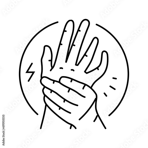 numbness tingling disease symptom line icon vector. numbness tingling disease symptom sign. isolated contour symbol black illustration