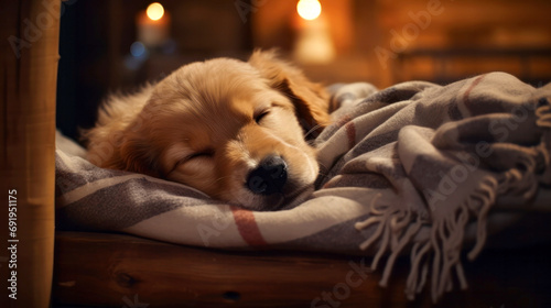 golden retriever puppy sleeping