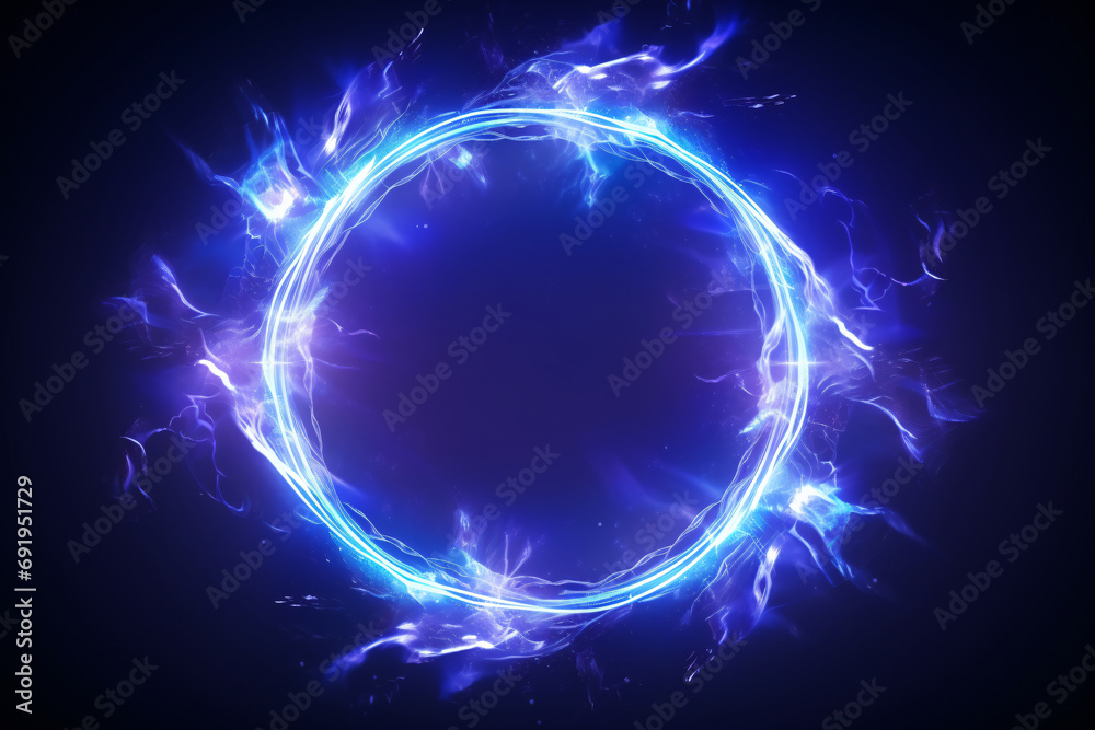 Lightning Round Frame. A glowing circle of light in a dark background Lightning Round Frame. A glowing circle of light in a dark background