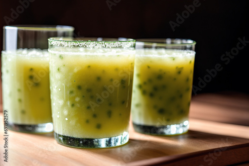 Wallpaper Mural Cucumber smoothie in a glass on a black background. Green smoothie with lime and mint. Healthy food concept. Generative AI Torontodigital.ca