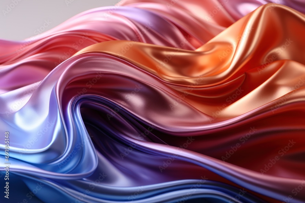  a close up of a multicolored fabric with wavy lines in the center of the fabric and the colors of the fabric are red, blue, pink, purple, orange, purple, pink, and blue, and white.