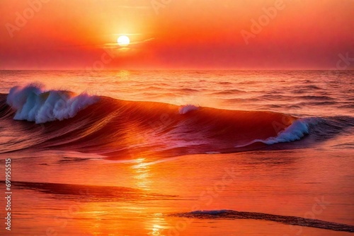 sunset on the beach and generated AI