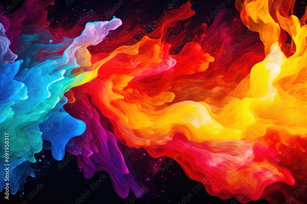  the colors of the rainbow are mixed in with each other on a black background with space in the middle of the image.