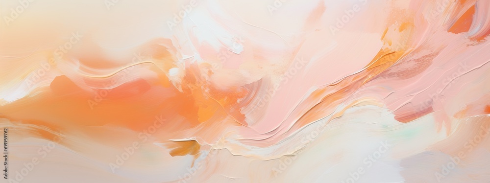 White peach pink color acrylic abstraction. Expressive aesthetics of oil painting. Bright colors background. Modern Art.