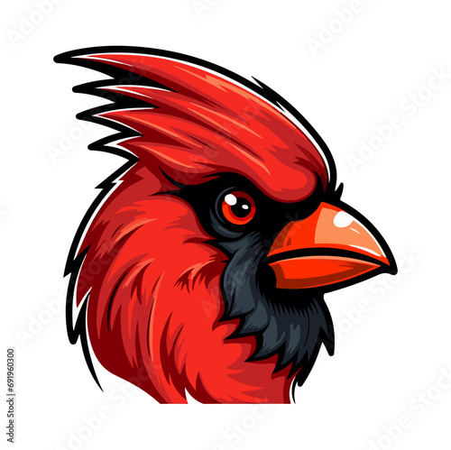 Cardinal Portrait Sticker, Cardinal Bird head mascot logo illustration, Cardinal Bird character, generative ai
