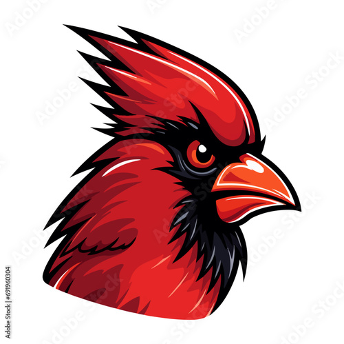 Cardinal Portrait Sticker, Cardinal Bird head mascot logo illustration, Cardinal Bird character, generative ai