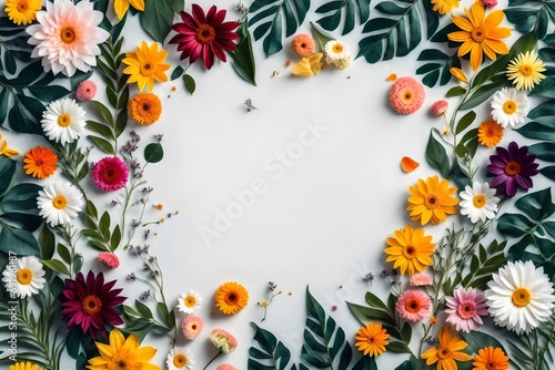 Wallpaper Mural frame of flowers and butterflies Torontodigital.ca