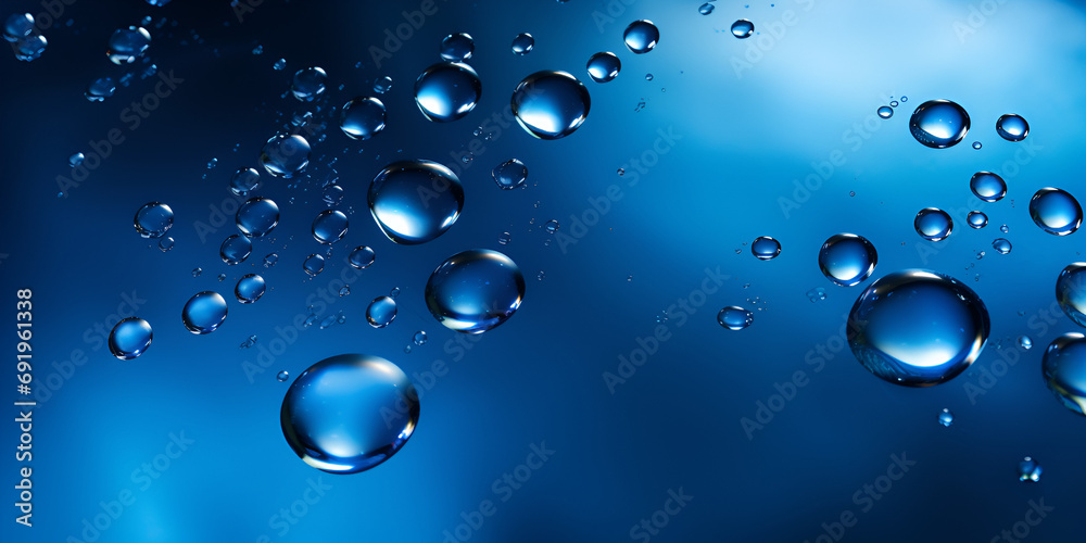 drops of water,3d water drops on a blue metal surface abstract backgroundgenerative ai, Hd Wallpapers With Water Droplets  With Blue Gradient Background,Blue ocean background in the sea underwater