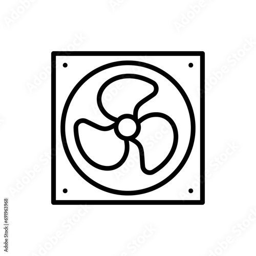 Fan icon. Fan simple vector icon in black linear style isolated on white background. For the Internet, applications, design.