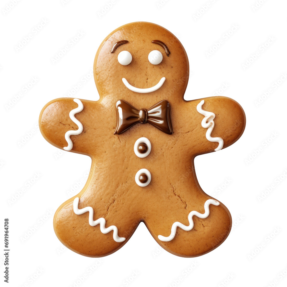 Gingerbread man cookie cutout glossy icing isolated Gingerbread man cookie cutout glossy icing isolated