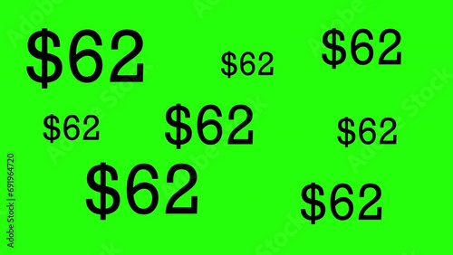 Dollar numbers increase on green background, economy photo